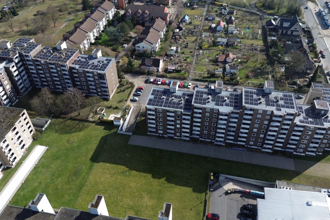 PV-Anlage 1 Luftbild der PV-Anlage Stadeweg und Ravensburgstraße in Braunschweig